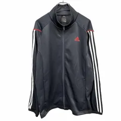 【中古】[印象AB] adidas アディダス ジャージジャケット / トラックジャケット メンズ XL O LL ダークネイビー 濃紺×白×赤 ポリ100% ジップアップ ハイネック ロゴプリント ラグラン 長袖