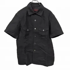 【中古】[印象AB] D'URBAN ダーバン シャツ メンズ M ブラック 黒 綿×麻 コットン×リネン 無地 首元はチンストラップ 両胸ポケット 半袖 ボックスカットのサムネイル