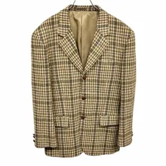 【中古】[印象AB] PEYTON PLACE FOR MEN MANIC テーラードジャケット チェック 毛×ナイロン M イエローベージュ ベージュ系×茶×紫×緑×青 メンズ