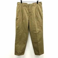 【中古】[印象AB] LANDS END ランズエンド チノパンツ メンズ 88 グリーンベージュ カーキ系 綿100% ジップフライ 2タック チェック柄の微起毛裏地付き テーパードのサムネイル