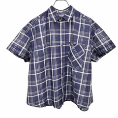古着 ジャーナルスタンダード JOURNAL STANDARD 若干薄手 透け感 シャツ チェック 丈が若干短め 半袖 綿×ポリ ネイビー メンズ(レディース？)