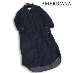 AMERICANA アメリカーナ LOOSE♪ 春夏 リネン混 長袖 デニム ロング シャツワンピース 日本製 Sz.S レディースのサムネイル
