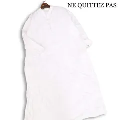 NE QUITTEZ PAS ヌキテパ 春夏 インド綿♪ 長袖 ロング チャイナ シャツ ワンピース Sz.F レディース 白のサムネイル