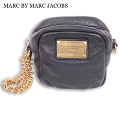 Y2K 00s★ MARC BY MARC JACOBS マークジェイコブス ゴールド チェーン♪ レザー ミニ バッグ ポーチ Sz.F レディース 黒