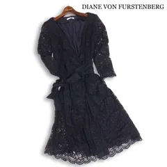 DIANE VON FURSTENBERG ダイアンフォンファステンバーグ DF STUDIO 長袖 レース ラップ ワンピース Sz.6 レディース 紺