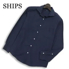 SHIPS シップス 通年★ 長袖 総柄 ドビー シャツ Sz.L メンズ 紺 ネイビー
