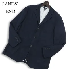 LANDS' END ランズエンド 春夏★ 麻 リネン アンコン 背抜き テーラード ジャケット Sz.A6 メンズ 紺 ネイビーのサムネイル