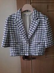 ZARA ツイード CHECK クロップド 半袖 ジャケット