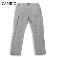 CAMBIO カンビオ 通年★ ストレッチ 千鳥格子 スリム テーパード トラウザー パンツ Sz.L メンズのサムネイル
