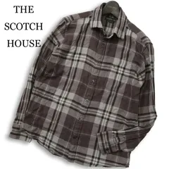 THE SCOTCH HOUSE スコッチハウス 通年★ 長袖 チェック柄 ロゴ刺繍 シャツ Sz.L メンズ