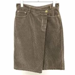 【中古】[印象AB] JOURNAL STANDARD ジャーナルスタンダード コーデュロイスカート レディース 36 グリーンブラウン カーキ系 綿100% ラップスカート風 裏地無し 無地のサムネイル