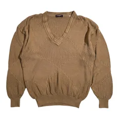 LANCEL ランセル アーガイル編み Vネック コットンニットセーター サイズ L /メンズ/ビンテージ/日本製/キャメルベージュ系のサムネイル