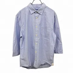 【新品】[印象N] AZUL by moussy アズールバイマウジー シャツ メンズ M 杢ネイビーブルー 杢青系 綿×ポリ×麻 7分袖 クールマックス 無地 ロゴタグ 胸ポケットのサムネイル