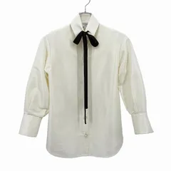 CHANEL シャネル シルク ブラウス サイズ34 リボン パール ボウタイ P64 ホワイト 20AW 【中古】のサムネイル