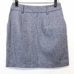 古着 ヒアーズ HERE'S ストレートミニスカート 裏地付き 無地 ウエストにベルトループ ポリエステル100% M ヘザーネイビー 杢紺 レディース 女性