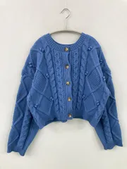 mily bilet カーディガン/ボレロ M ブルー ニット 無地 ショート丈 長袖