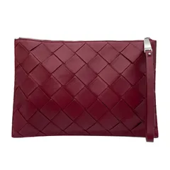 Bottega Veneta ボッテガヴェネタ マキシイントレチャート クラッチバッグ ポーチ ケース ボルドー RFID 【中古】