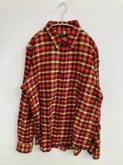 MODIFIED シャツ/ブラウス LL レッド コットン チェック柄 ミドル丈 長袖 レギュラーカラー