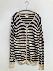 HEART MARKET ハートマーケット カーディガン/ボレロ L ベージュ コットン シルク ボーダー柄 ミドル丈 長袖