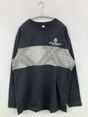 Soul Brand Tシャツ/カットソー 2XL ブラック ペイズリー柄 ワンポイント ブランドロゴ 刺繍 ミドル丈 長袖 クルーネック(丸首)