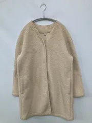 UNIQLO ユニクロ ノーカラーコート M ベージュ ボア 無地のサムネイル