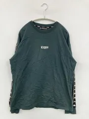 Kappa カッパ Tシャツ/カットソー M グリーン 前面プリント ブランドロゴ ミドル丈 長袖 クルーネック(丸首)