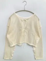 RETRO GIRL レトロガール その他トップス F アイボリー 無地 リボン ショート丈