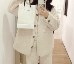 ZARA ザラ ブルゾン 164cm アイボリー ボア 無地 ミドル丈 フードなし ボタン留め