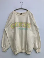 GUESS ゲス スウェット M アイボリー コットン スウェット 裏起毛 前面プリント ブランドロゴ 長袖