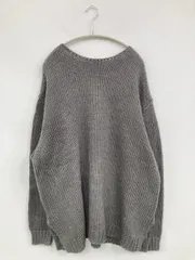 BEAMS ビームス ニット/セーター L グレー 長袖 ミドル丈 ボートネック 無地 ウール・ニット
