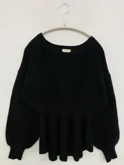LOWRYS FARM ローリーズファーム ニット/セーター F ブラック ナイロン 無地 ミドル丈 長袖 クルーネック(丸首)