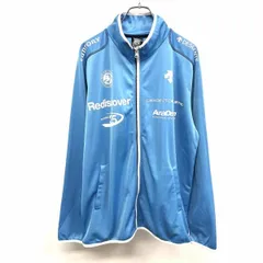 【中古】[印象AB] SUNTORY COFFEE BOSS × DESCENTE サントリー×デサント ジャケット メンズ ブルー 青 ポリ100% ジップアップ 裏起毛 フリーダムスリーブ 非売品 トレーニングジャージー 長袖のサムネイル