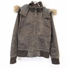 【中古】[印象B] JOHNBULL ジョンブル ブルゾン / ジャケット レディース F ブラウン 茶系 綿100% ハイネック リブネック フードにボア裏地 薄手の中綿 ジップアップ デニム系 フードとファー脱着可 長袖のサムネイル