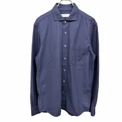 【中古】[印象AB] UNITED ARROWS Green Label Relaxing グリーンレーベルリラクシング シャツ メンズ M ネイビー 紺 綿100% 鹿の子 ホリゾンタルカラー 無地 長袖 胸ポケットのサムネイル