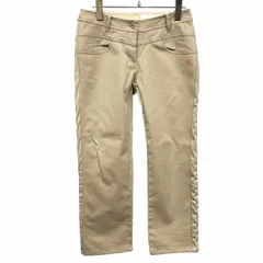 【中古】[印象AB] Munsingwear マンシングウェア パンツ レディース M (9) ベージュ ベージュ×オレンジ 綿×ポリウレタン ペンギンの刺繍 ジップフライ ストレート ゴルフ 内側が起毛 サイドが別生地のサムネイル