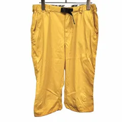 【中古】[印象AB] Columbia コロンビア クロップドパンツ レディース L イエロー 黄 ナイロン×ポリウレタン ウエストの内側にチェック柄裏地 ジップフライ ロゴ刺繍 裾に調節ゴム メッシュポケット ウエストにゴムとベルト 薄手 リップストップのサムネイル