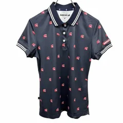 【中古】[印象AB] ADMIRAL GOLF アドミラル ゴルフ ポロシャツ レディース M ネイビー 紺×赤×白 ポリエステル100% ポケット無し バス柄 車柄 ラバーのロゴパッチ 半袖のサムネイル