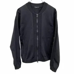 古着 コムサイズム カットソーブルゾン ジャケット 長袖 一部クレープ生地 無地 裏地無し ダブルジップ ポリ100% S 紺 レディース(メンズ？)