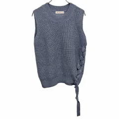 古着 ビームスハート BEAMS HEART リブニット ノースリーブ セーター サイドレースアップ 無地 ベスト アクリル×綿 ネイビー 紺 レディース