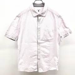 古着 a.v.v. HOMME アーヴェヴェオム 50 メンズ 男性 シャツ ジャカードのチェック柄 半袖 胸ポケット 綿100% コットン ライトパープル系 薄紫系