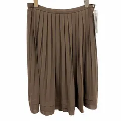 【新品】MKミッシェルクラン  薄手 シフォン プリーツ スカート ひざ丈 裏地付き 無地 日本製 ポリ100% 40 ダークブラウン レディース