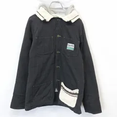 【中古】[印象B] LAUNDRY ランドリー ジャケット メンズ M 黒 綿100% ドットボタン留め ラグランスリーブ 中綿 7分袖の裏起毛スウェットパーカーのライナー付き 一部ニットデザイン 長袖のサムネイル