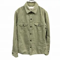【中古】[印象B] UNITED ARROWS Green Label Relaxing レディース(メンズ？) S グリーン コットン×リネン シャツジャケット 襟と前立てに迷彩柄裏地 長袖のサムネイル