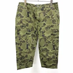 【中古】[印象AB] BEAMS HEART ビームスハート クロップドパンツ メンズ M グリーン×ブラウン 緑 綿100% 迷彩 ダックハンターカモ テーパード ジップフライのサムネイル