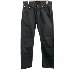 古着 リーバイス LEVI'S 505 デニム パンツ ジーンズ ジーパン ストレート 裏起毛 綿×ポリ 30 ブラック 黒(ステッチ：ダークパープル) メンズ