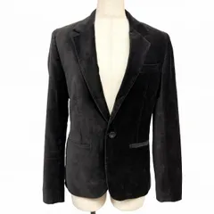 【中古】[印象AB] HARE ハレ テーラードジャケット レディース M 黒 綿100% 内ポケット×１ ベロア生地 厚手の肩パッド(厚さ約3cm) 総裏地 無地 1つボタン センターベントのサムネイル