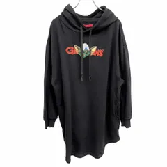 【中古】[印象AB] graniph グラニフ|グレムリン パーカー / スウェット / ワンピース レディース F ブラック 黒×緑×赤×黄×青 ポリ×綿 ウエストの両サイドにポケットあり 丸裾 ロング丈 裏毛 刺繍 長袖のサムネイル