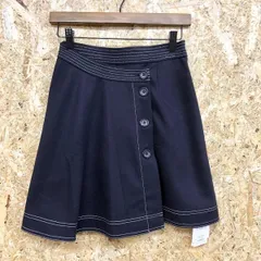 【新品】[印象N] MERCURYDUO マーキュリーデュオ レディース S ネイビー 紺 ポリ×レーヨン×ポリウレタン スカート ラップスカート風 裏地付き ひざ丈のサムネイル