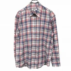【中古】[印象AB] FIRST DOWN ファーストダウン シャツ メンズ L ピンク ピンク×紺×青×白 綿100% コットン チェック 長袖 胸ポケット レギュラーカラーのサムネイル