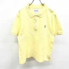 古着 フォークアンドスプーン FORK＆SPOON ポロシャツ 鹿の子 ロゴパッチ 半袖 ショートスリーブ 綿100% 4 イエロー×ブルー 黄色 レディース